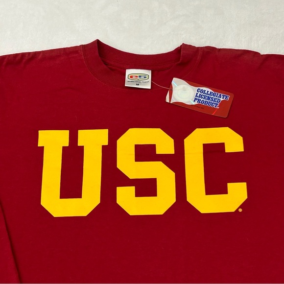 NCAA USC Trojans Graphic Spell Out Maroon Red Longsleeve Footbal Shirt Mens - Picture 2 of 11